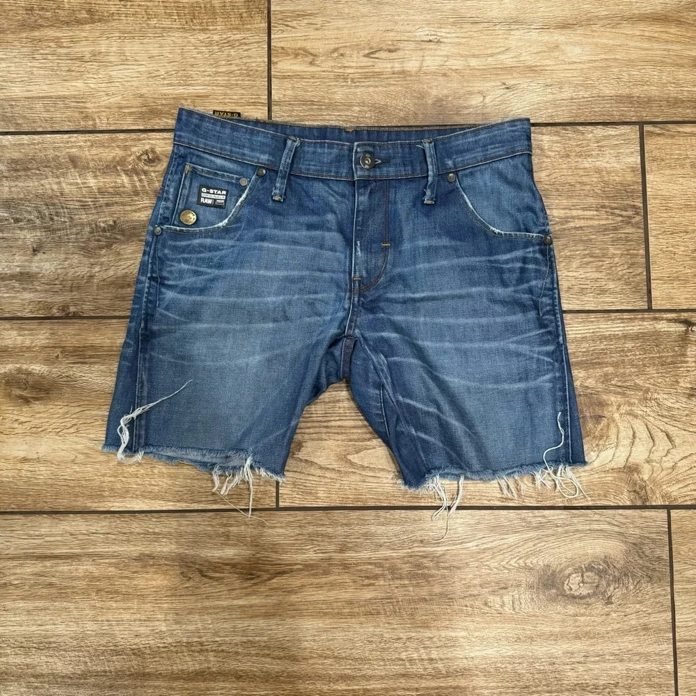 G-Star Originals RAW Denim Jeans Shorts Size 32 Distressed Shorts - Picture 2 of 14